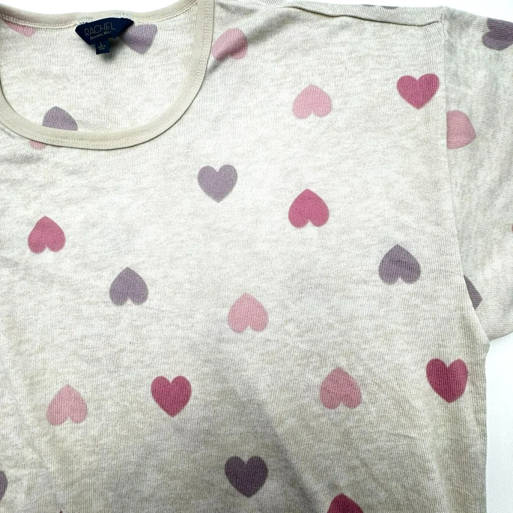 RACHEL ROY | Women's Large Pink Purple Hearts light sweatshirt top cozy soft